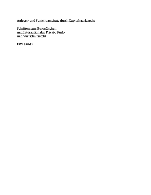 Cover image for book Anleger- und Funktionsschutz durch Kapitalmarktrecht