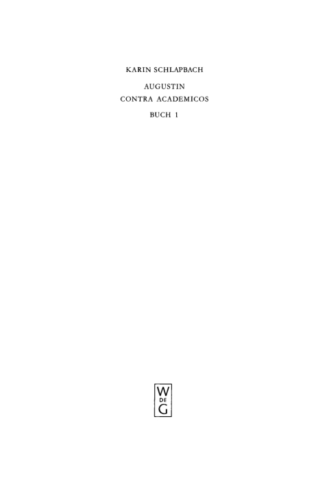 Cover image for book Augustin contra Academicos