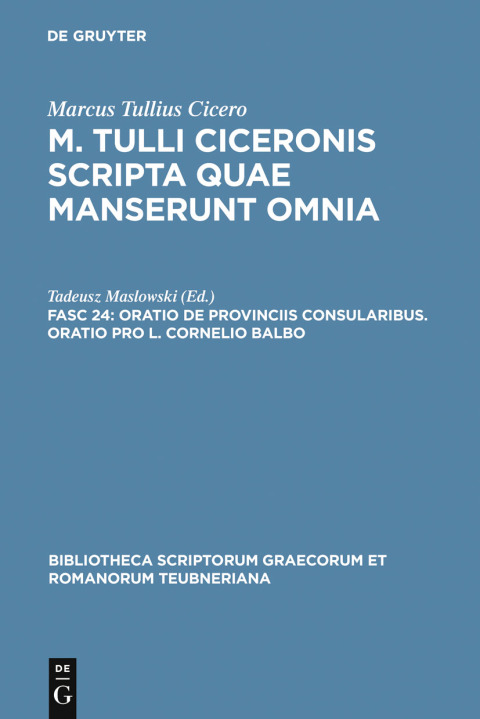 Cover image for book Oratio de provinciis consularibus. Oratio pro L. Cornelio Balbo