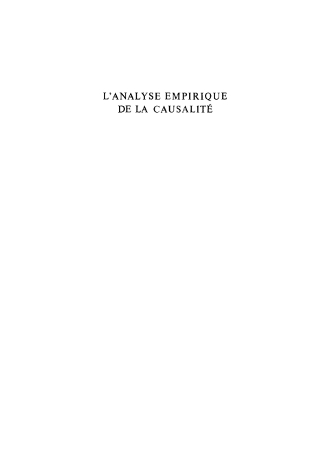 Cover image for book L’analyse empirique de la causalité