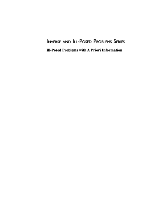 Cover image for book Ill-Posed Problems with A Priori Information