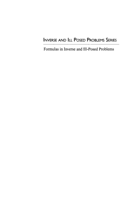 Cover image for book Formulas in Inverse and Ill-Posed Problems