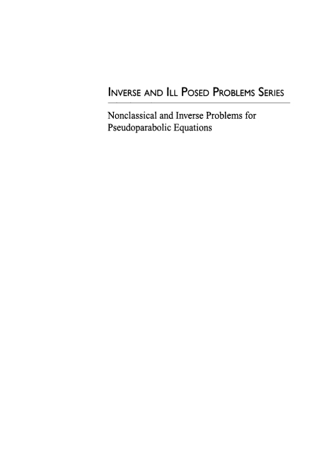 Cover image for book Nonclassical and Inverse Problems for Pseudoparabolic Equations