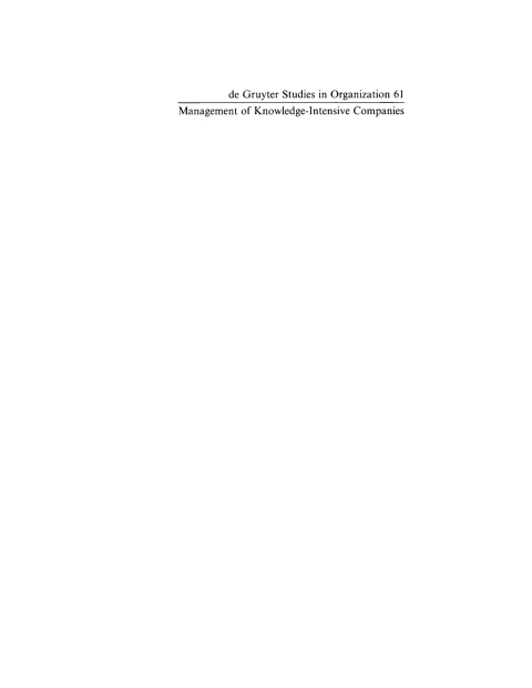 Management of Knowledge-Intensive Companies 