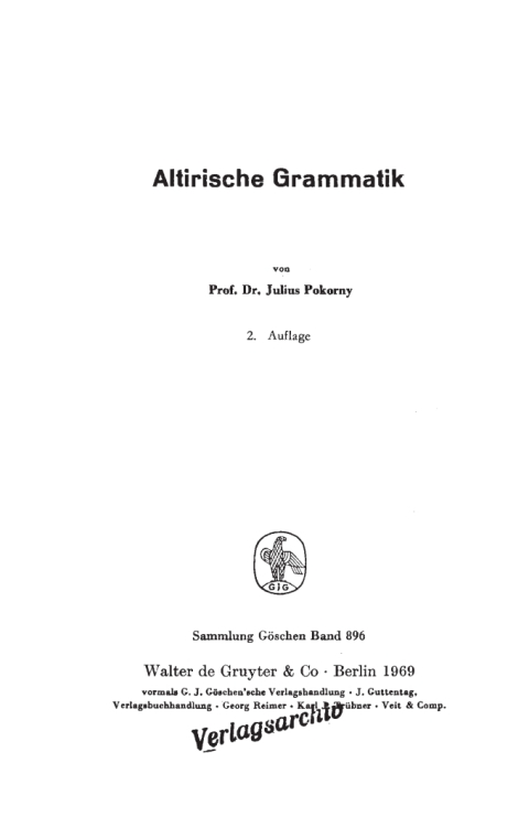 Cover image for book Altirische Grammatik