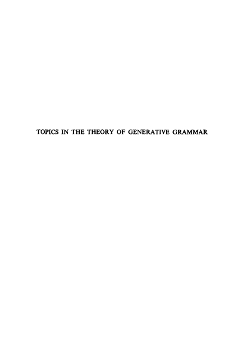 Cover image for book Topics in the Theory of Generative Grammar
