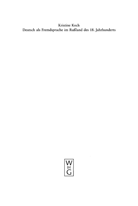 Cover image for book Deutsch als Fremdsprache im Rußland des 18. Jahrhunderts