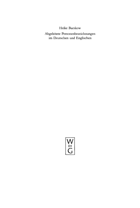 Cover image for book Abgeleitete Personenbezeichnungen im Deutschen und Englischen