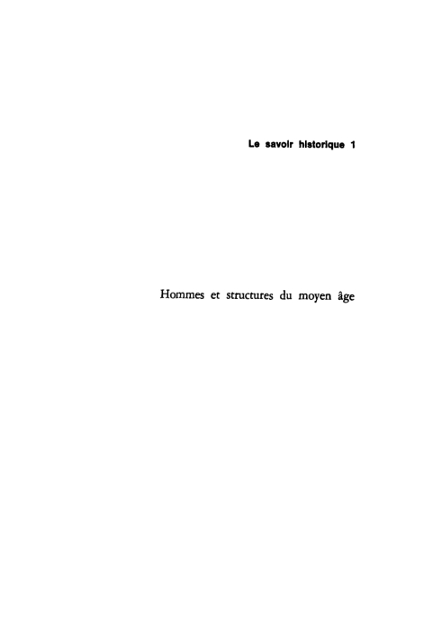 Cover image for book Hommes et structures du Moyen âge