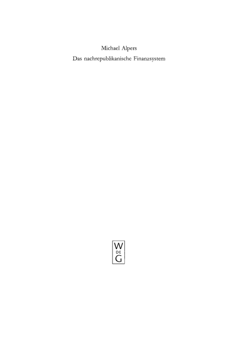 Cover image for book Das nachrepublikanische Finanzsystem