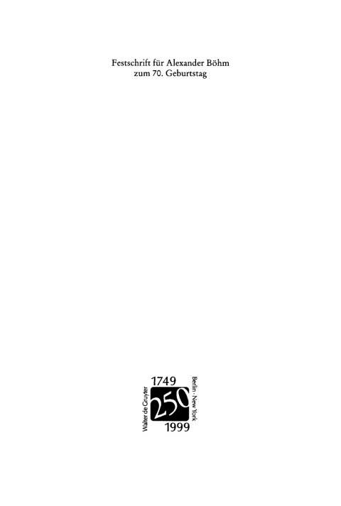 Cover image for book Festschrift für Alexander Böhm zum 70. Geburtstag am 14. Juni 1999