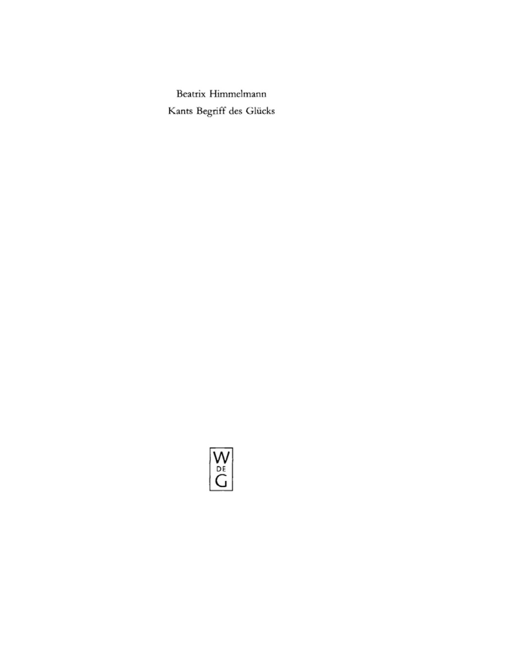 Page Fidelity Kants Begriff des Glücks; $179.81