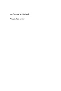 Cover image: Warum Kant heute? 1st edition 9783110174779