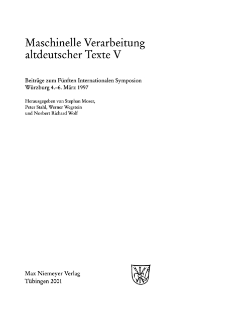 Cover image for book Maschinelle Verarbeitung altdeutscher Texte V
