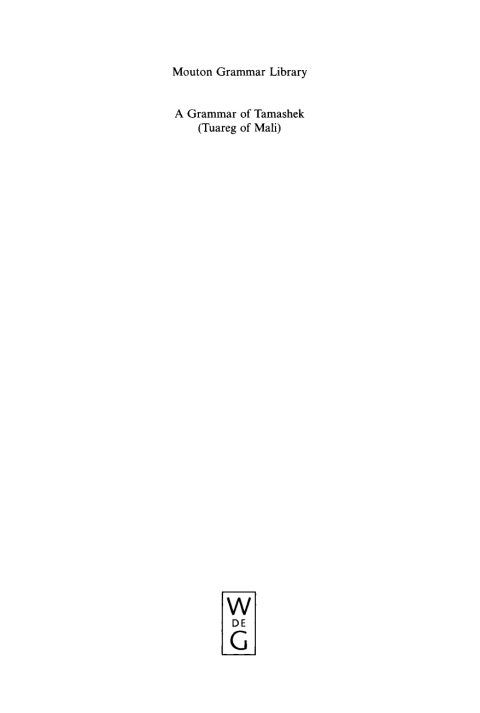 Cover image for book A Grammar of Tamashek (Tuareg of Mali)