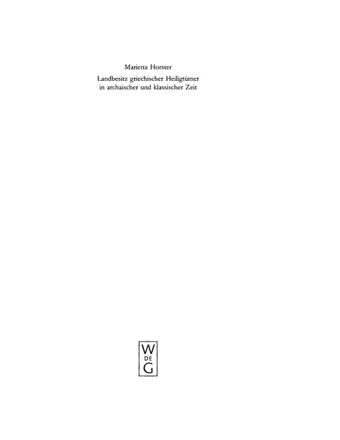Cover image for book Landbesitz griechischer Heiligtümer in archaischer und klassischer Zeit