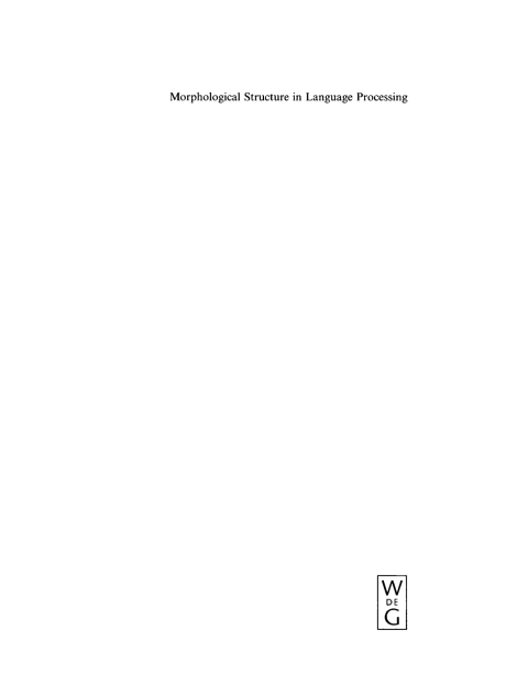 Cover image for book Morphological Structure in Language Processing