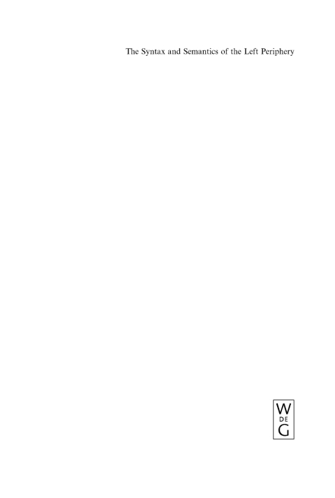 Cover image for book The Syntax and Semantics of the Left Periphery