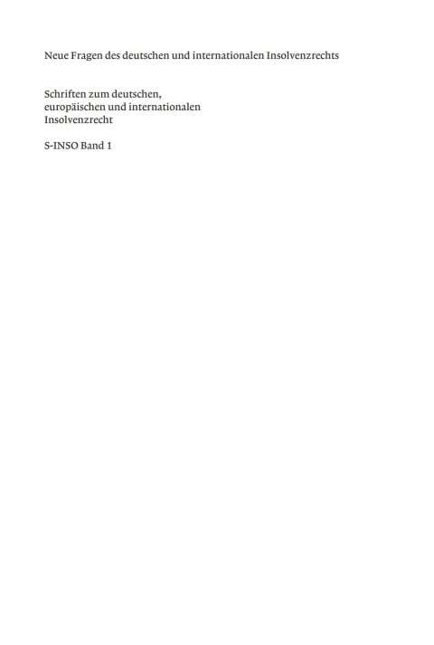 Cover image for book Neue Fragen des deutschen und internationalen Insolvenzrechts