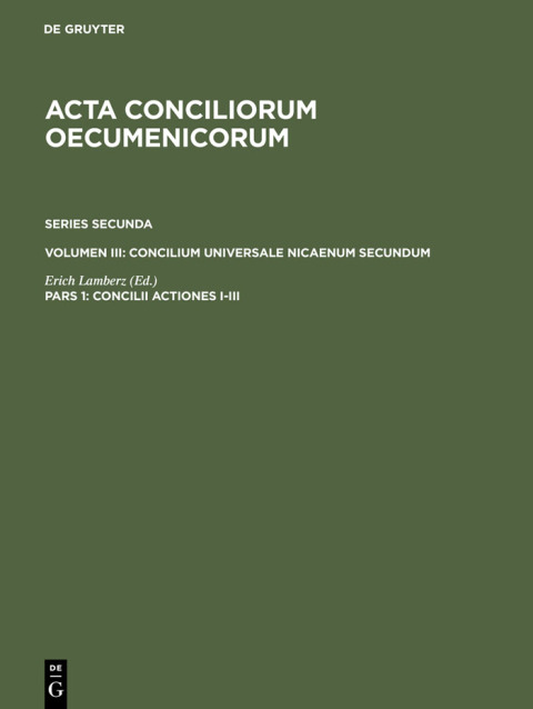 Cover image for book Concilii Actiones I-III