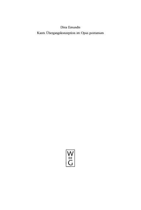 Cover image for book Kants Übergangskonzeption im Opus postumum