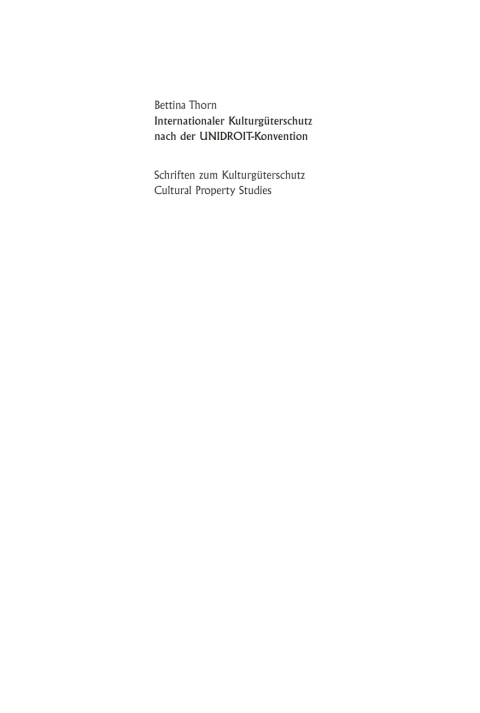 Cover image for book Internationaler Kulturgüterschutz nach der UNIDROIT-Konvention