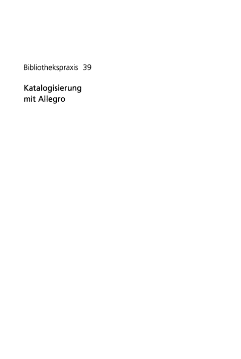 Cover image for book Katalogisierung mit Allegro