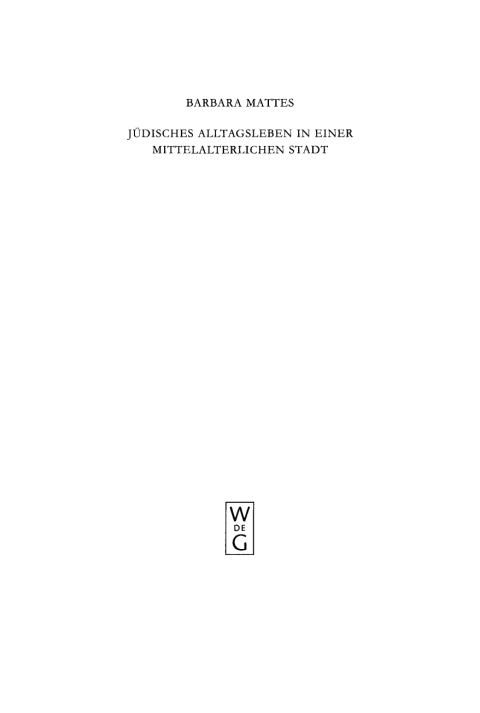 Cover image for book Jüdisches Alltagsleben in einer mittelalterlichen Stadt