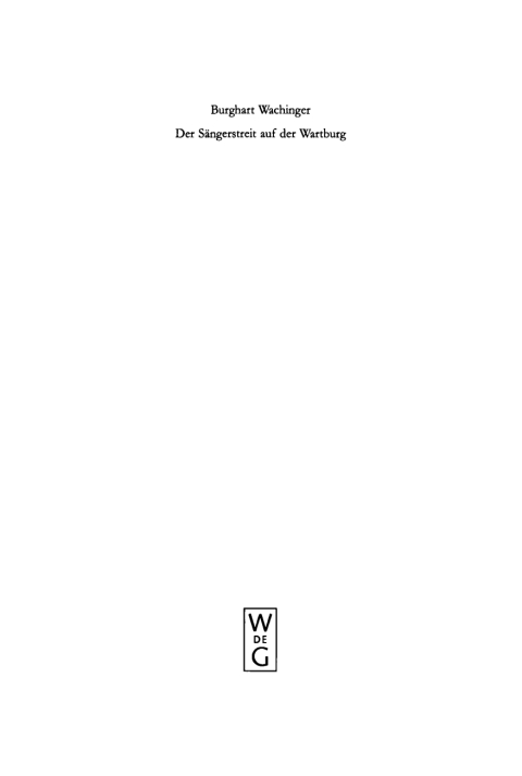 Cover image for book Der Sängerstreit auf der Wartburg