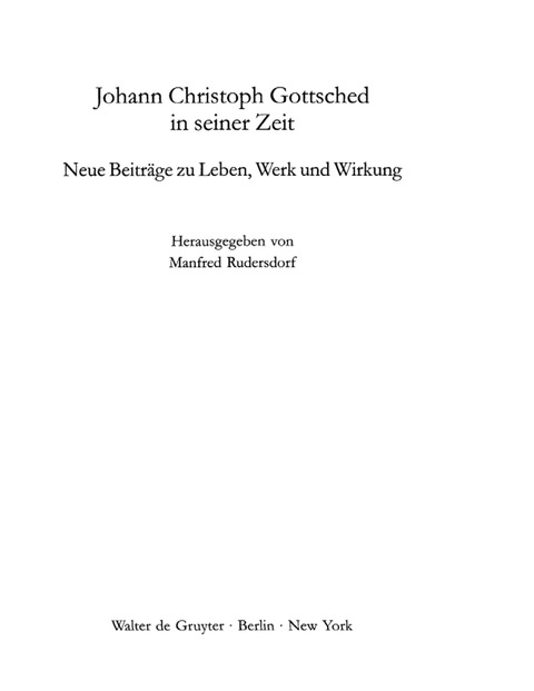 Cover image for book Johann Christoph Gottsched in seiner Zeit