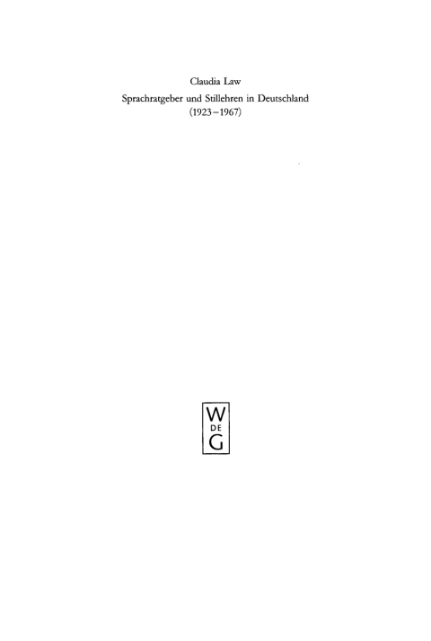 Cover image for book Sprachratgeber und Stillehren in Deutschland (1923-1967)