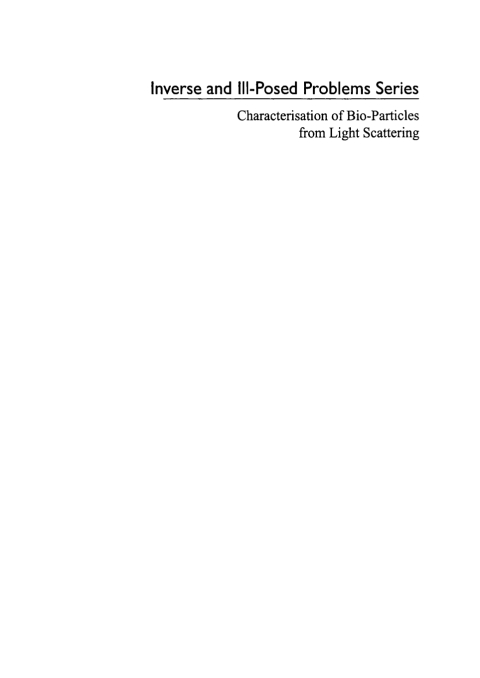 Cover image for book Characterisation of Bio-Particles from Light Scattering