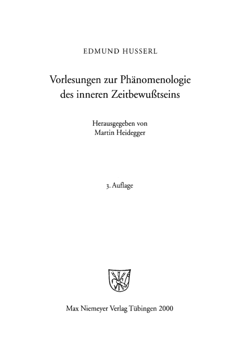 Cover image for book Vorlesungen zur Phänomenologie des inneren Zeitbewußtseins