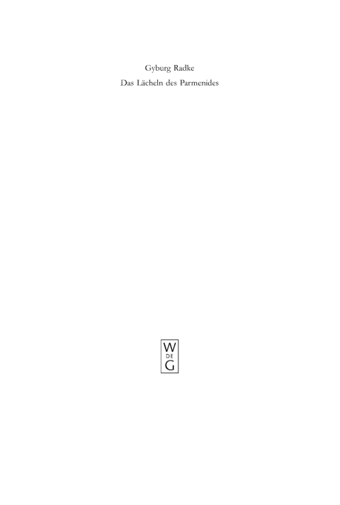 Cover image for book Das Lächeln des Parmenides