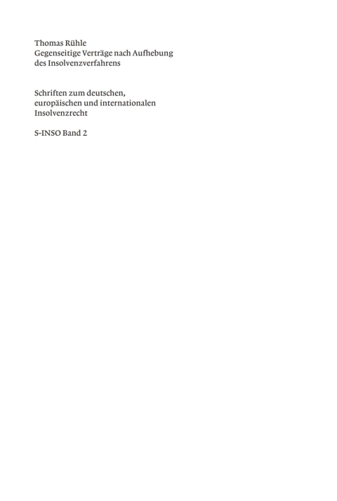 Cover image for book Gegenseitige Verträge nach Aufhebung des Insolvenzverfahrens