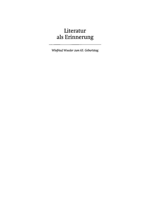Cover image for book Literatur als Erinnerung