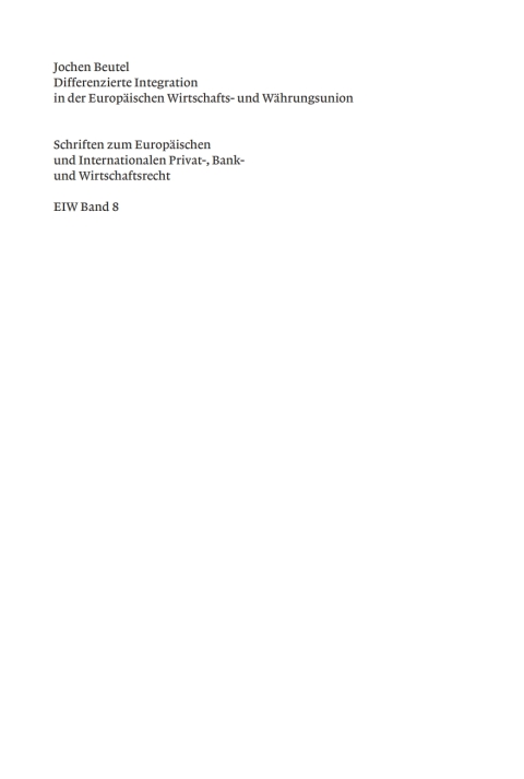 Cover image for book Differenzierte Integration in der Europäischen Wirtschafts- und Währungsunion