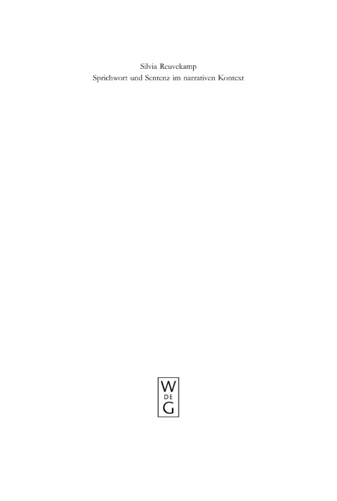 Cover image for book Sprichwort und Sentenz im narrativen Kontext