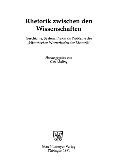 Cover image for book Rhetorik zwischen den Wissenschaften