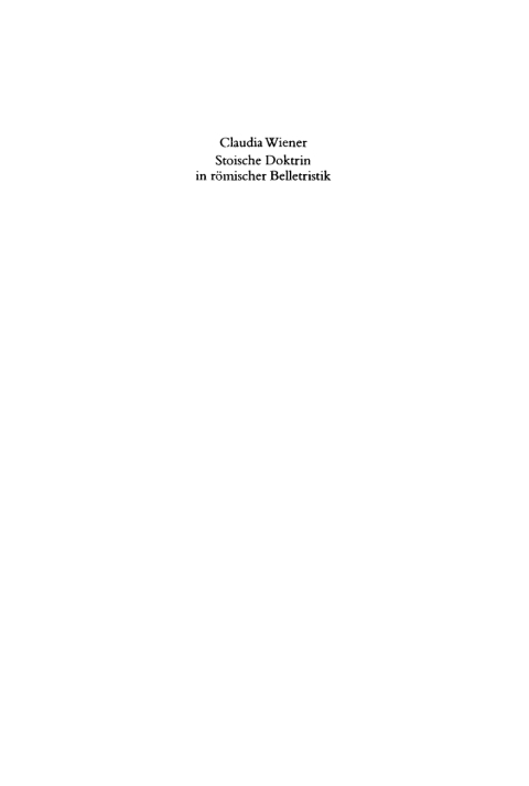 Cover image for book Stoische Doktrin in römischer Belletristik