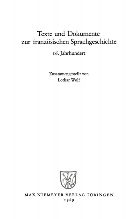 Cover image for book Texte und Dokumente zur französischen Sprachgeschichte
