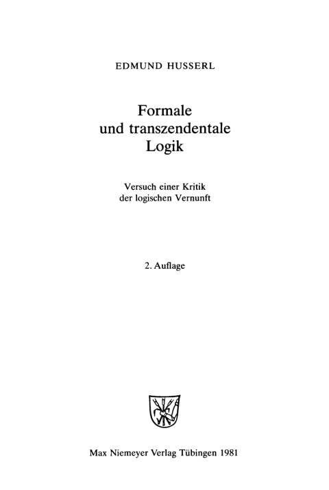 Cover image for book Formale und transzendentale Logik