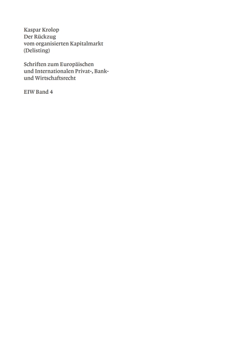 Cover image for book Der Rückzug vom organisierten Kapitalmarkt (Delisting)