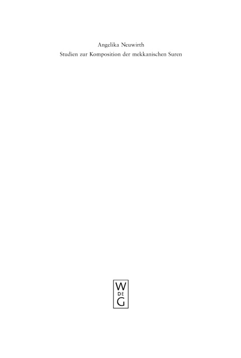Cover image for book Studien zur Komposition der mekkanischen Suren