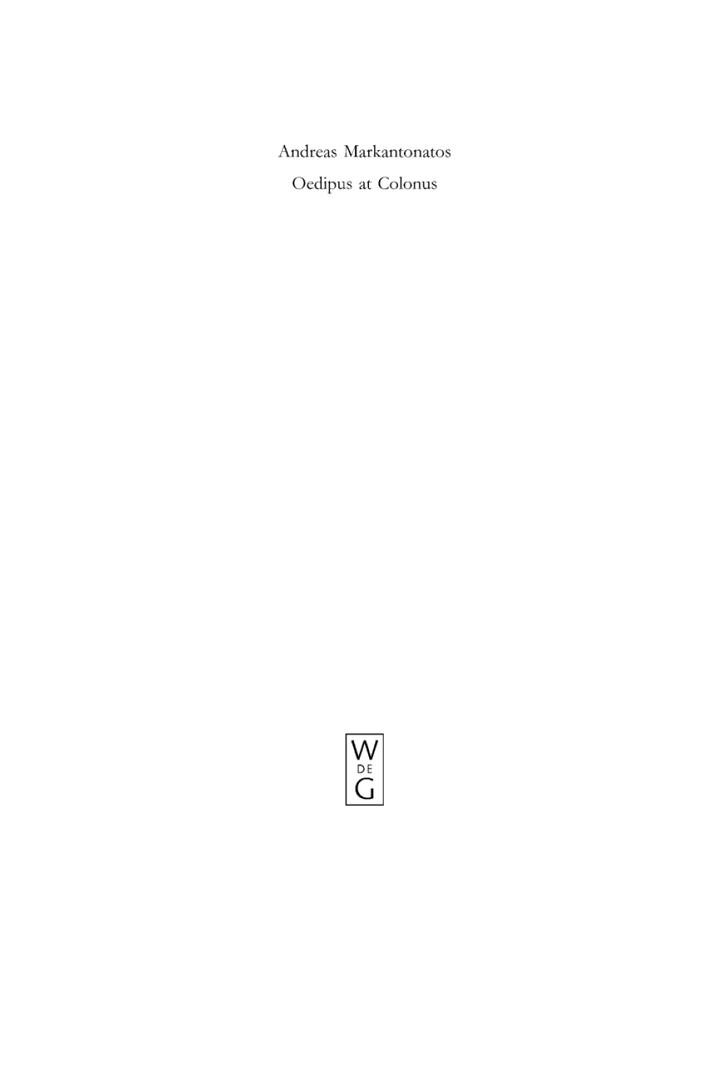 Page Fidelity Oedipus at Colonus; $160.94