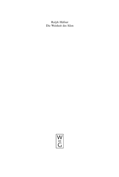 Cover image for book Die Weisheit des Silen