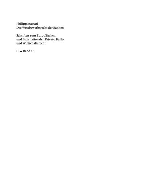 Cover image for book Das Wettbewerbsrecht der Banken