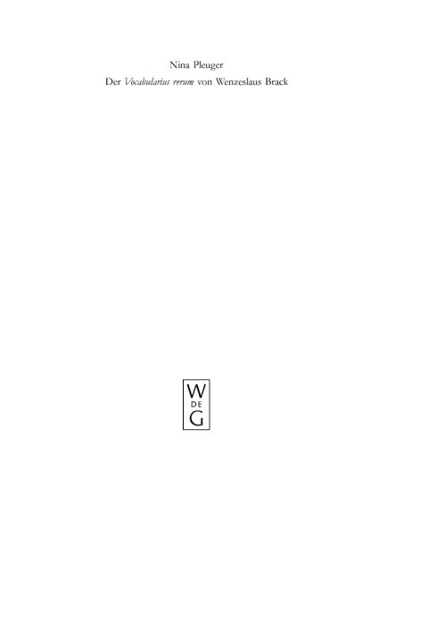 Cover image for book Der 'Vocabularius rerum' von Wenzeslaus Brack