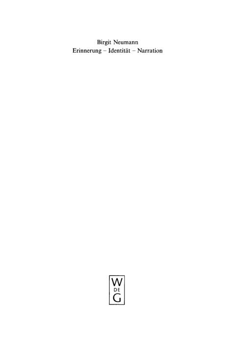Cover image for book Erinnerung – Identität – Narration