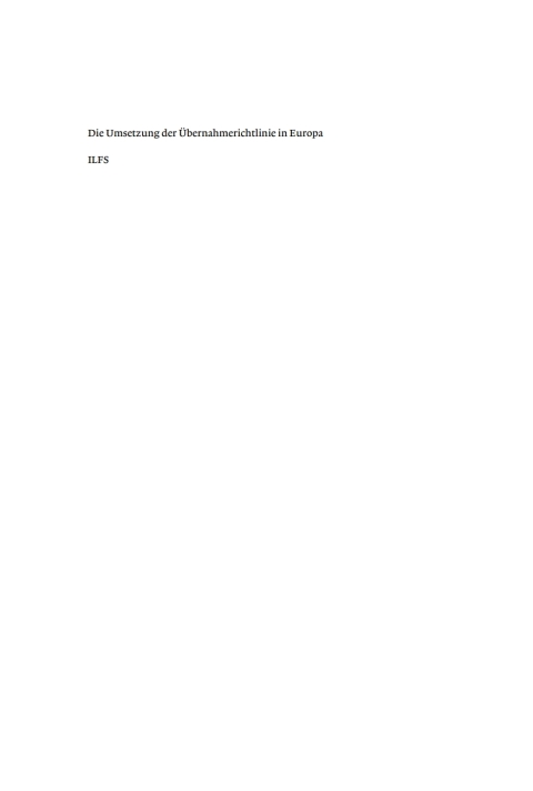 Cover image for book Die Umsetzung der Übernahmerichtlinie in Europa